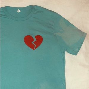 Large Distressed Light Blue Broken Heart Tee